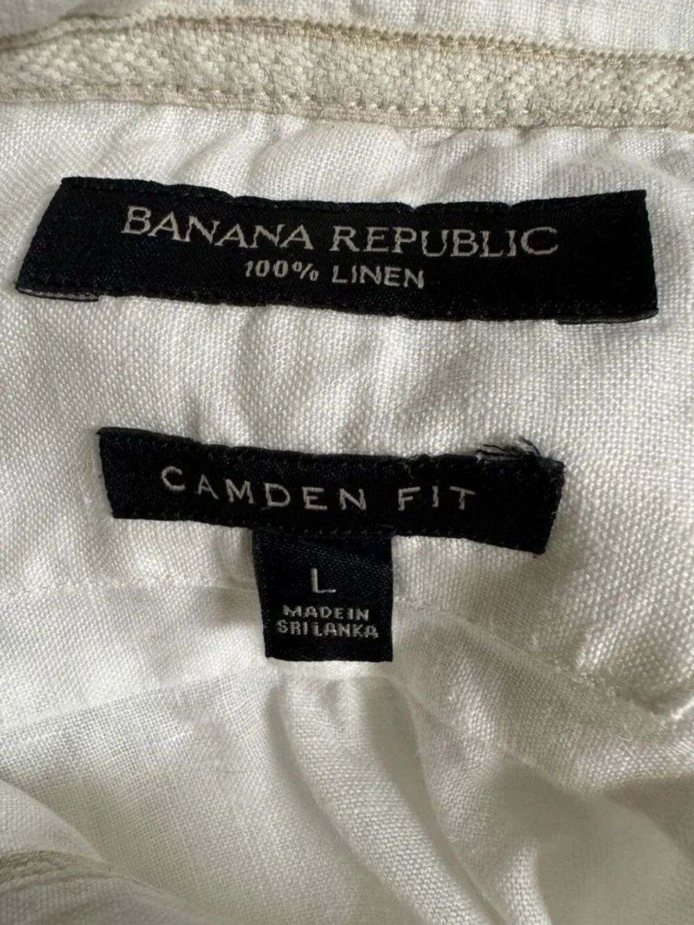 Banana Republic 100% Linen Camden Fit White Button Shirt Men’s Large